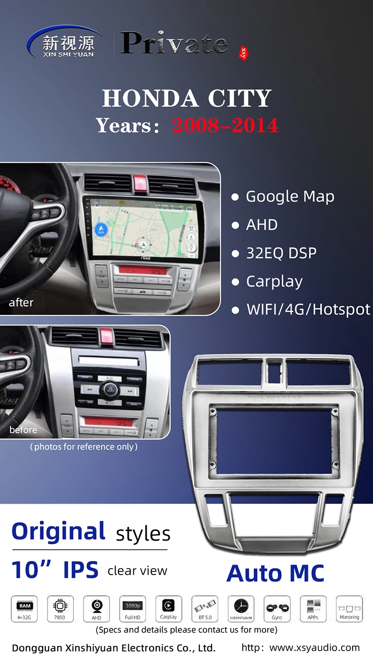 Automotive Navigation System for T1206 Honda City Automatic Air Conditioning 08-14 Carplay Audio GPS Navi Multimedia
