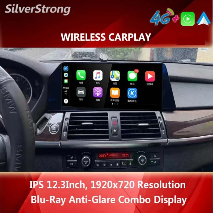 12.3&quot; Carplay Android 11 Car Radio for BMW X5 E70 X6 E71 2007-2013 CCC Cic blue Anti G-Lare Screen 4G GPS Stereo Player WiFi DSP